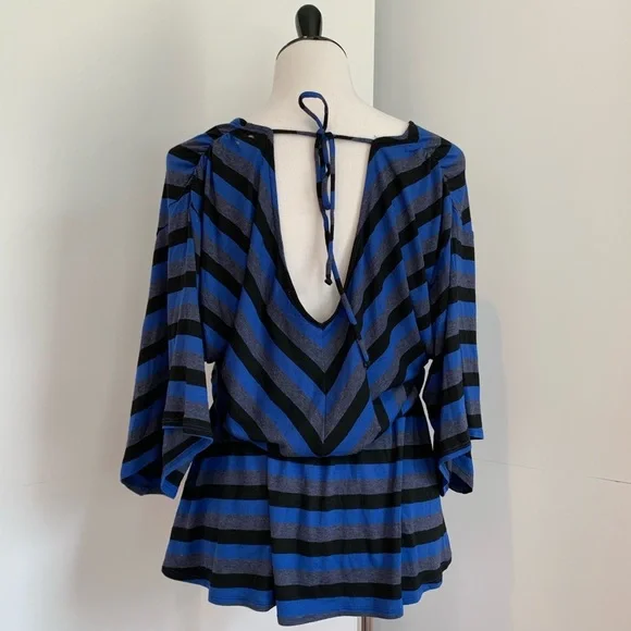ELLA MOSS- Blue stripe peplum top - Picture 4 of 6